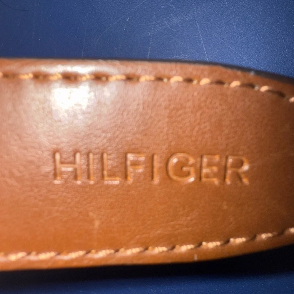 Tommy Hilfiger Palm Tree Embroidered Genuine Leather Belt